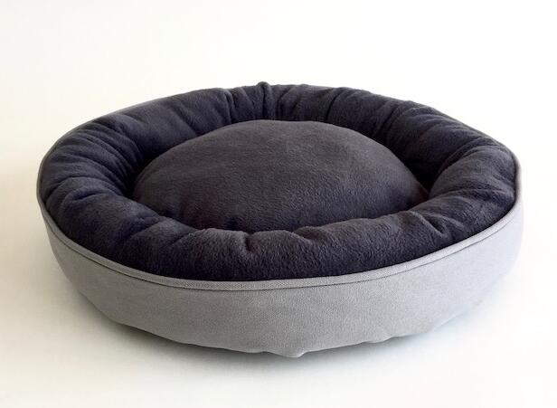Cuddler Pet Bed with 100% cotton plush, available in Grey, White and Camel colour