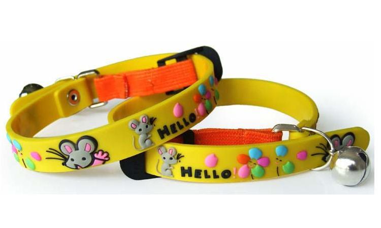 2D cat rubber collar -hello mouse